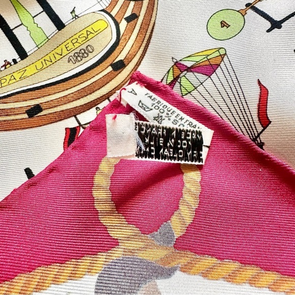 HERMES “Les Folies Du Ciel” Red Multicolor Colorful 100% Silk Scarf Carre 40 - Picture 12 of 12